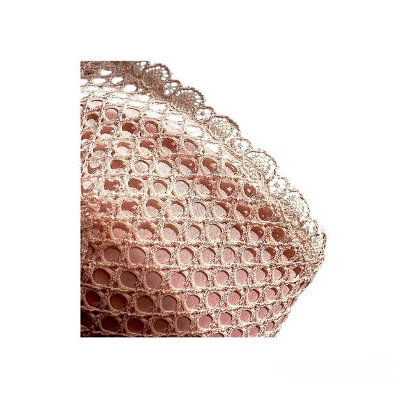 Victoria’s Secret Luxe Pink Demure Foil Lined Fishnet Plunge Underwire Bra 32 D - Picture 10 of 13